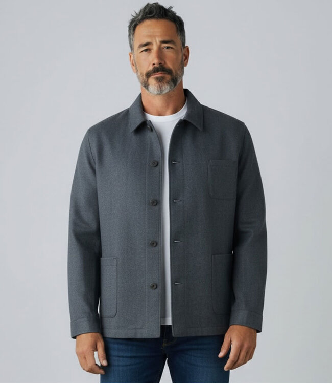 Gebrüder Weis Gebrüder Weis Overshirt-Sakko Jason Blau – Bambus-Mix