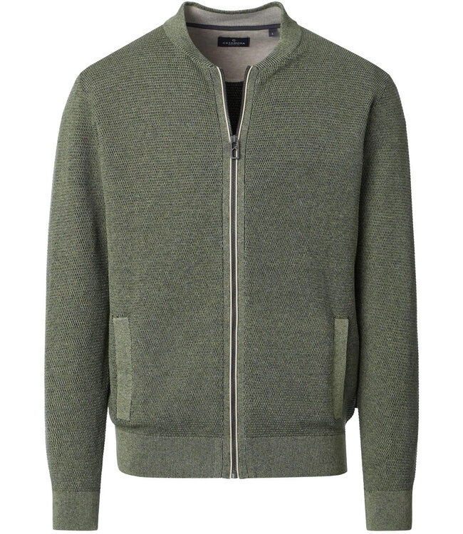CASA MODA Herren Strickjacke Grün Stehkragen Grosse Grössen – Basic Knitwear