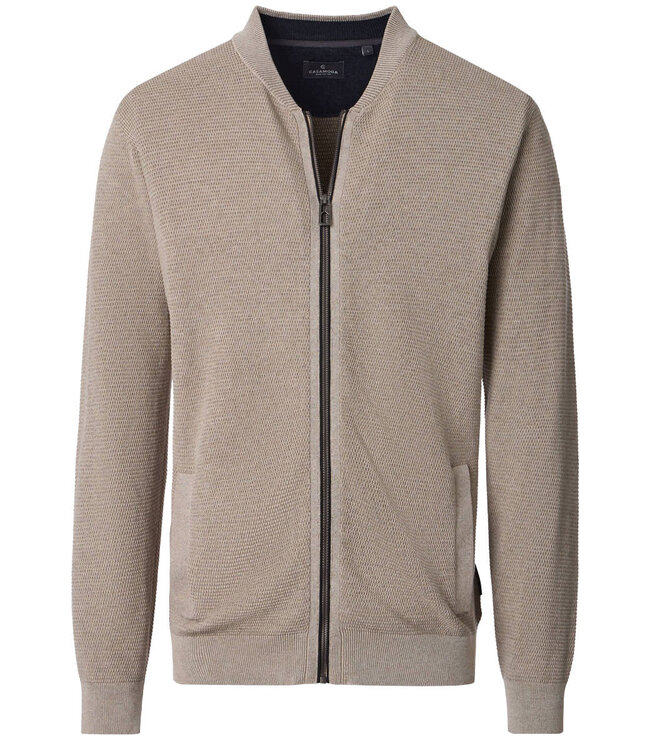 CASA MODA Casa Moda Herren Strickweste beige Stehkragen Grosse Grössen