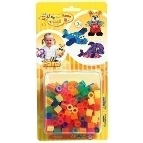 Hama Hama maxi strijkkralen mix neon 250 stuks 8672 Hama Hama maxi strijkkralen mix neon 250 stuks 8672