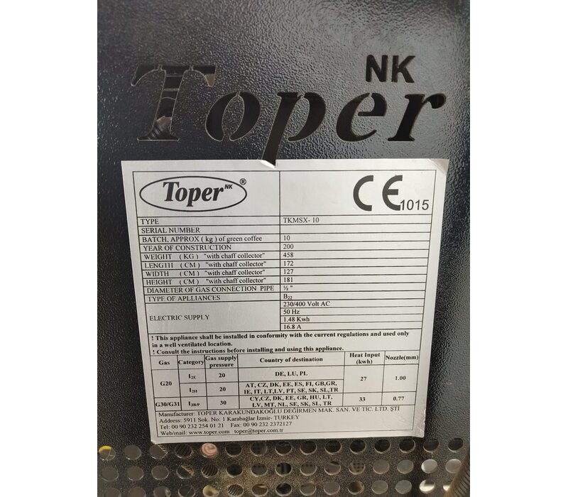 Toper TKSMX 10 koffiebrander met Probat destoner, occasion