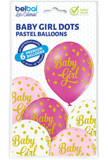 Belbal latex ballon baby girl dots 6 stuks