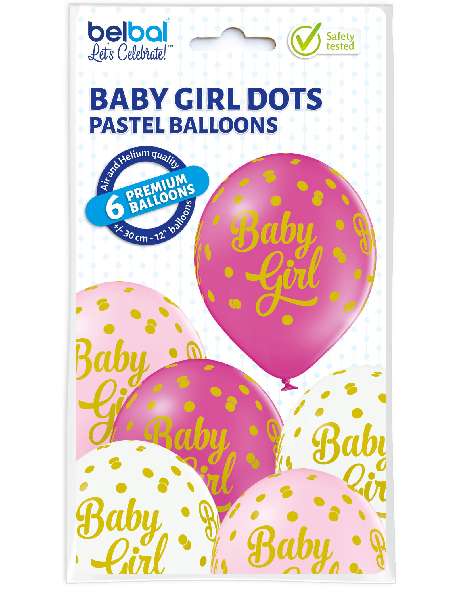 Belbal latex ballon baby girl dots 6 stuks