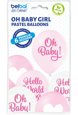 Belbal latex ballon oh baby girl 6 stuks