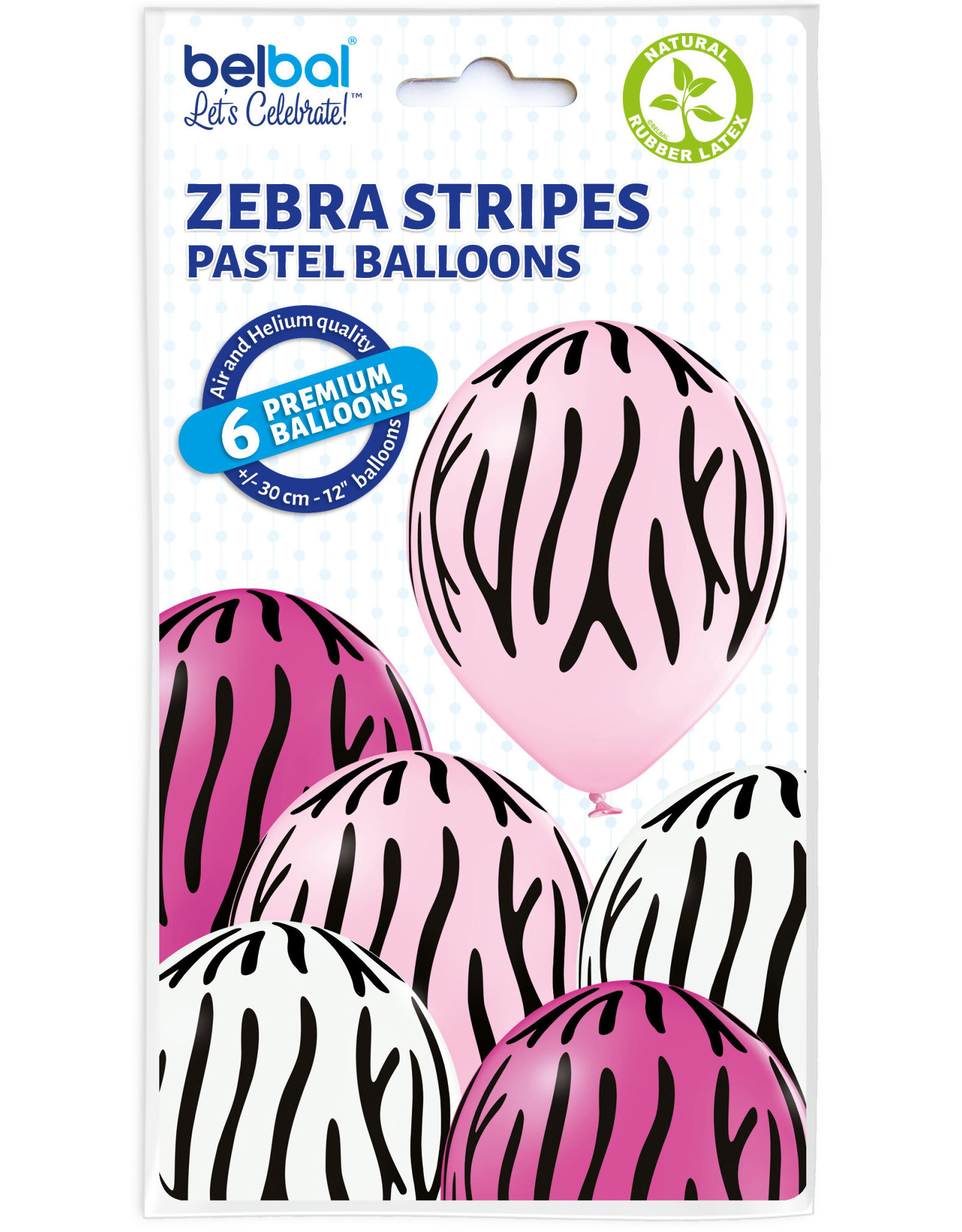 Belbal latex ballon zebra stripes 6 stuks