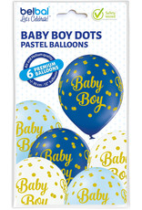 Belbal latex ballon baby boy dots 6 stuks