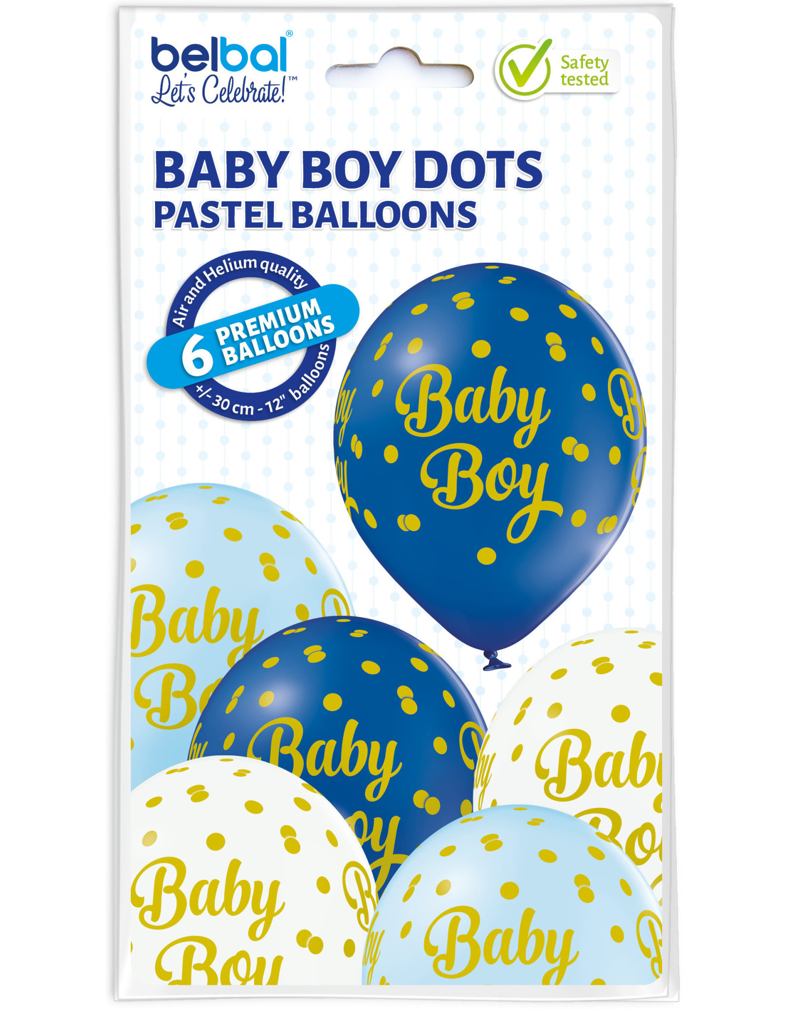 Belbal latex ballon baby boy dots 6 stuks