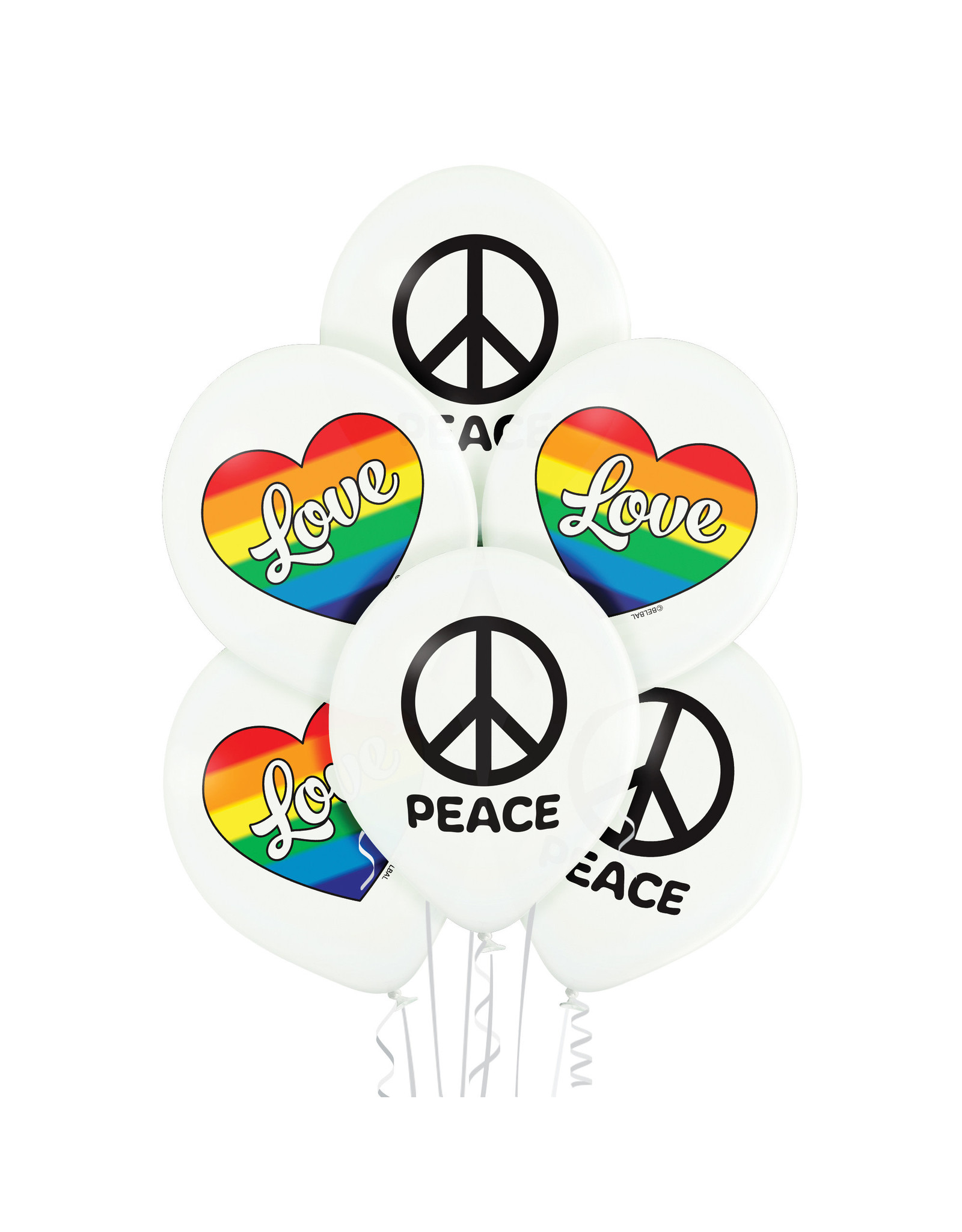 Belbal latex ballon love and peace 6 stuks