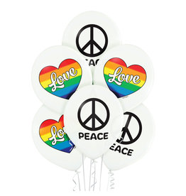 Belbal latex ballon love and peace 6 stuks