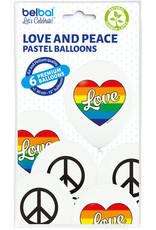 Belbal latex ballon love and peace 6 stuks