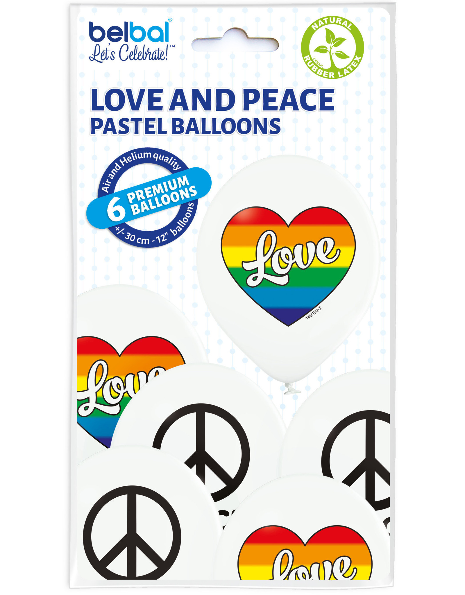 Belbal latex ballon love and peace 6 stuks