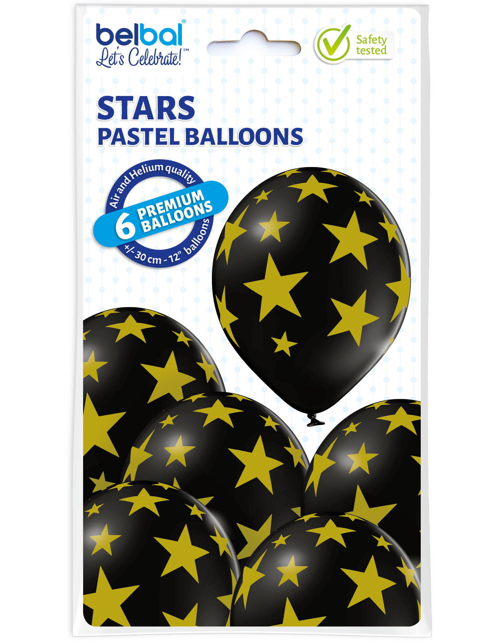 Belbal latex ballon stars zwart goud 6 stuks