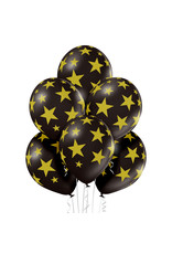 Belbal latex ballon stars zwart goud 6 stuks