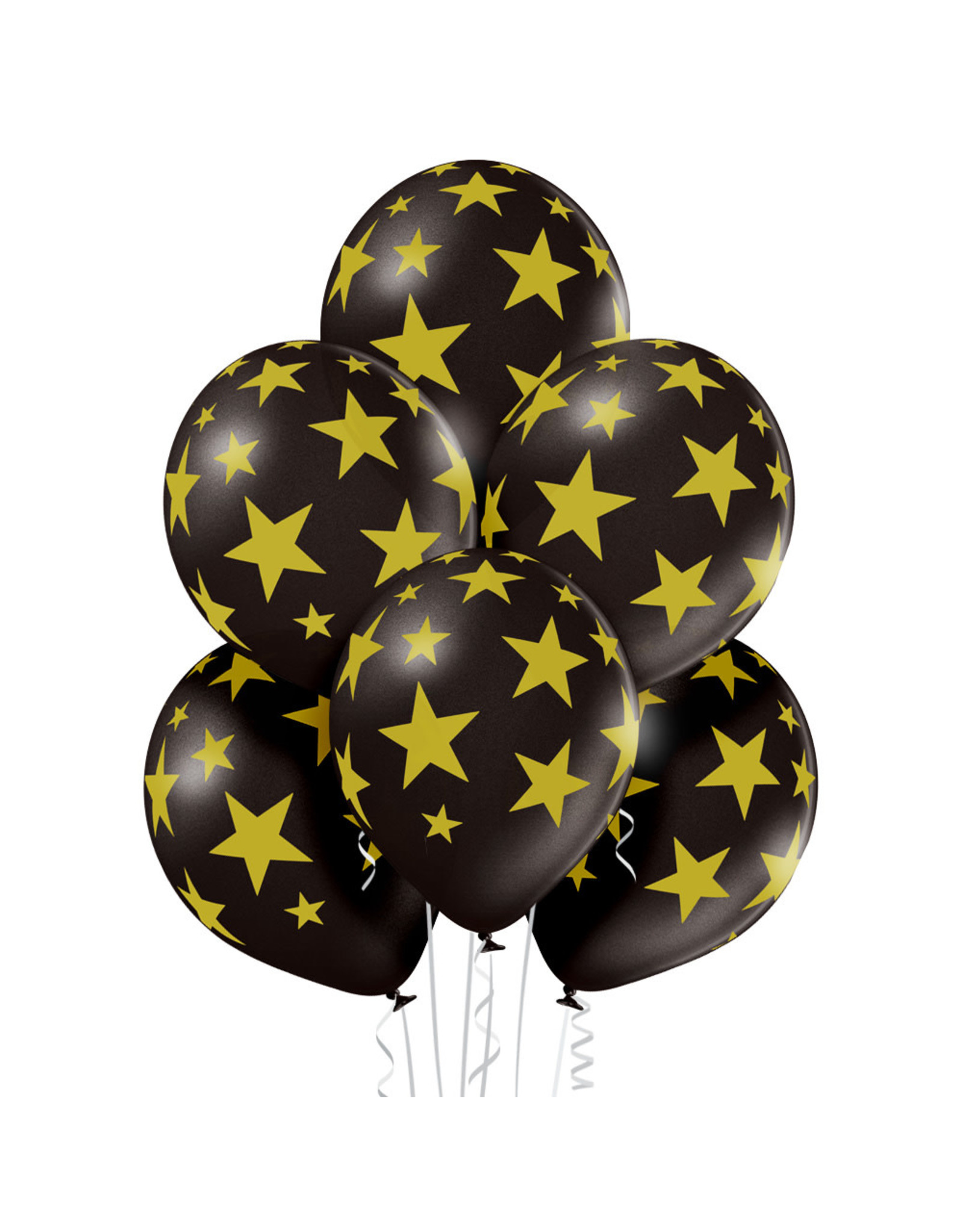 Belbal latex ballon stars zwart goud 6 stuks