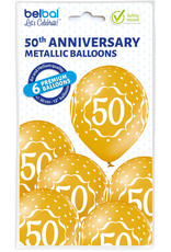 Belbal latex ballon 50th anniversary 6 stuks