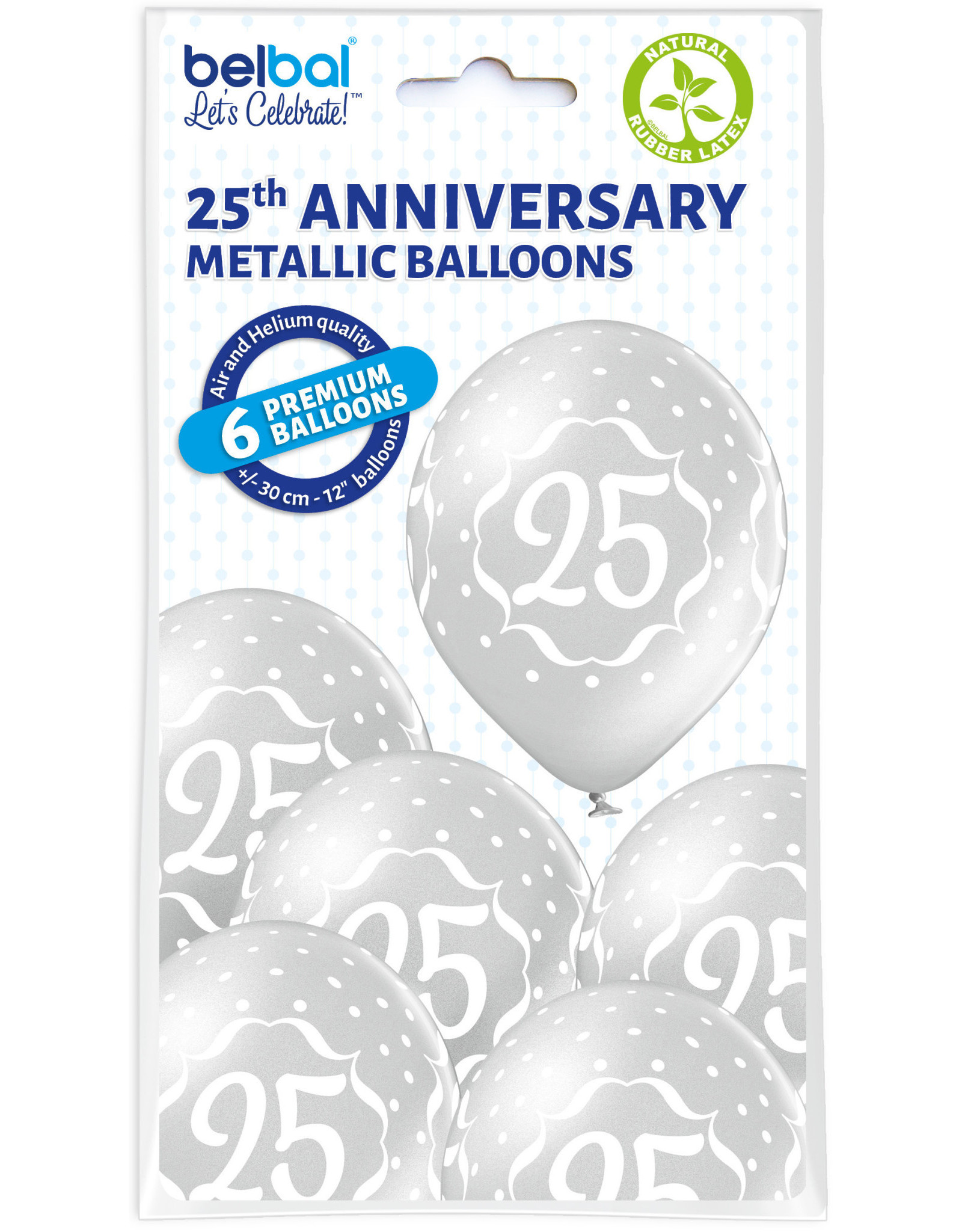 Belbal latex ballon 25th Anniversary 6 stuks