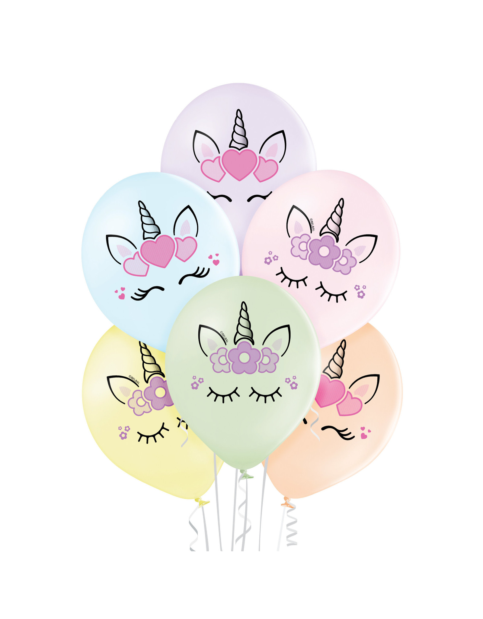 Belbal latex ballon unicorn heads 6 stuks