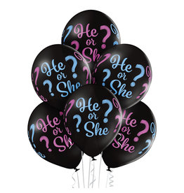 Belbal latex ballon he or she 6 stuks