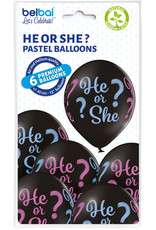 Belbal latex ballon he or she 6 stuks