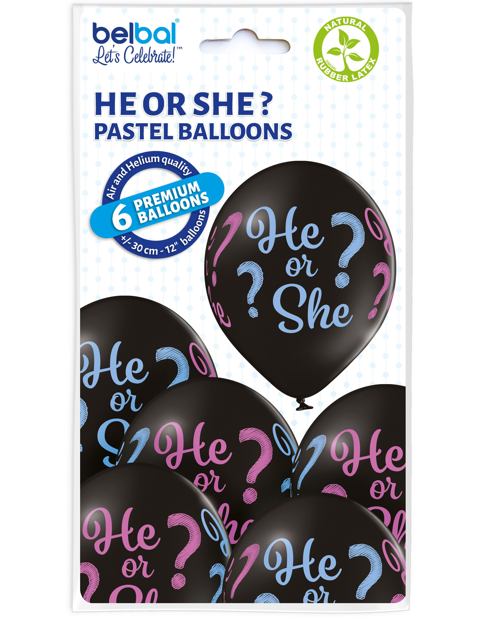 Belbal latex ballon he or she 6 stuks