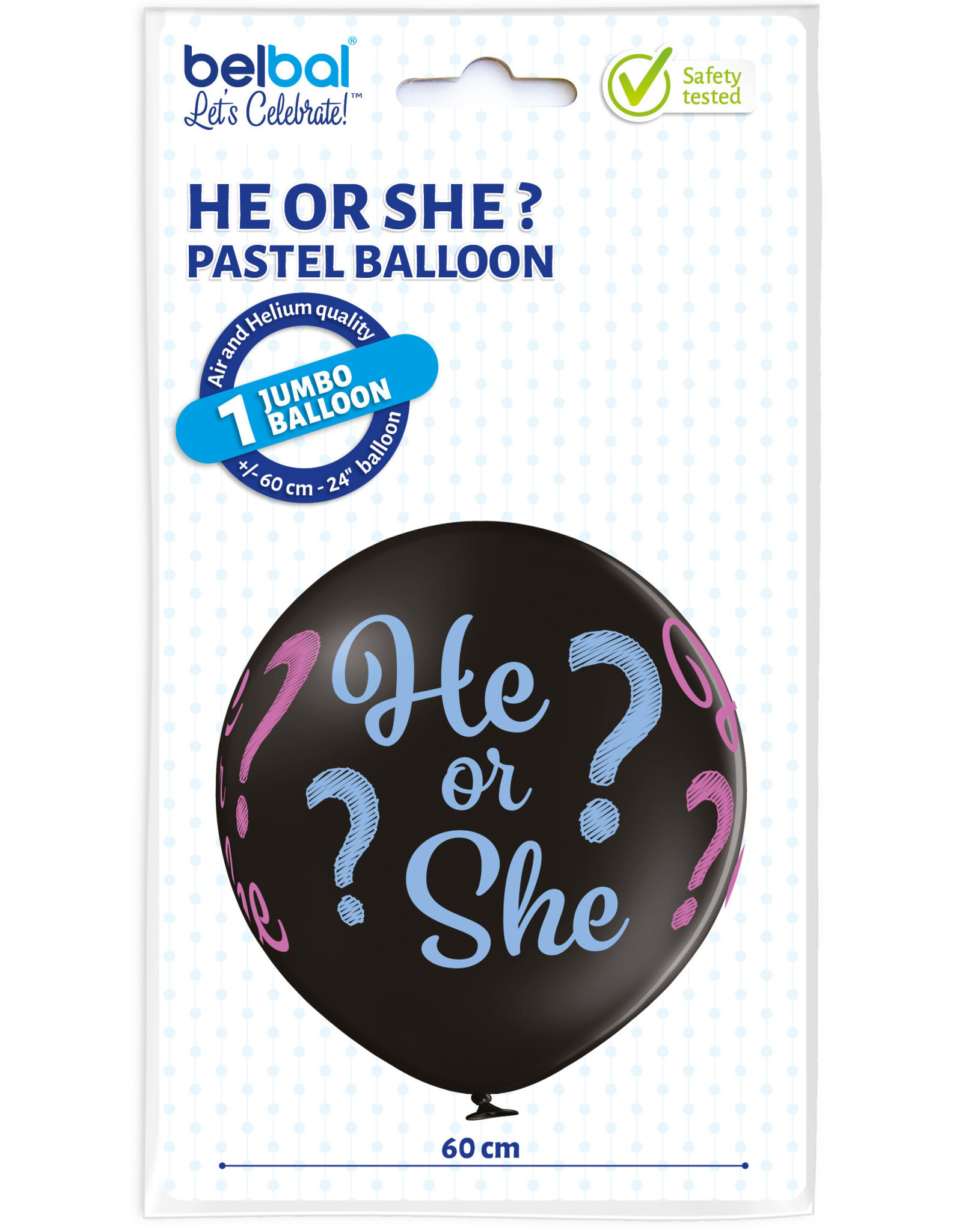 Belbal Gender reveal ballon he or she 60 cm