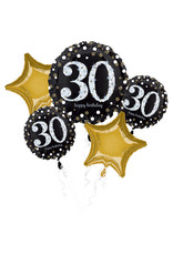Sparkling folieballonpakket 30 jaar 5-delig