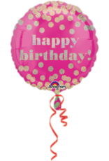 Folieballon happy birthday dotty pink gold 45 cm