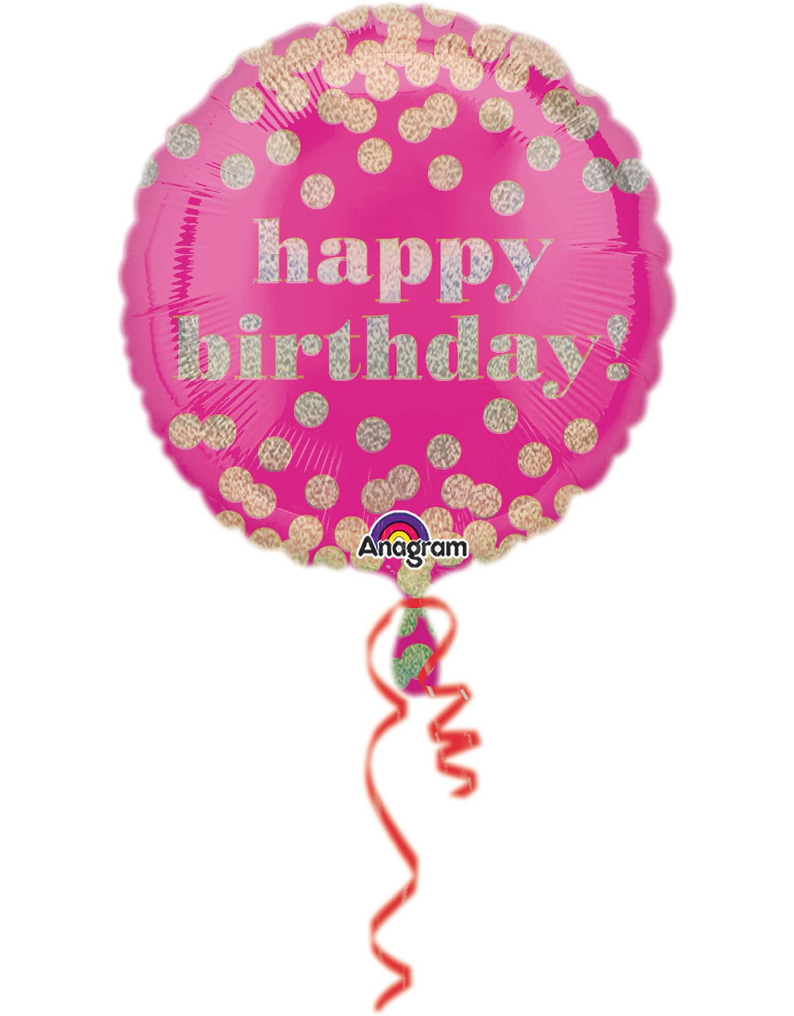 Folieballon happy birthday dotty pink gold 45 cm