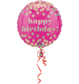 Folieballon happy birthday dotty pink gold 45 cm