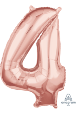 Folieballon rose goud cijfer 4 66 cm Folieballon rose goud cijfer 4 66 cm
