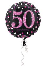 Folieballon sparkling roze 50 jaar 45 cm
