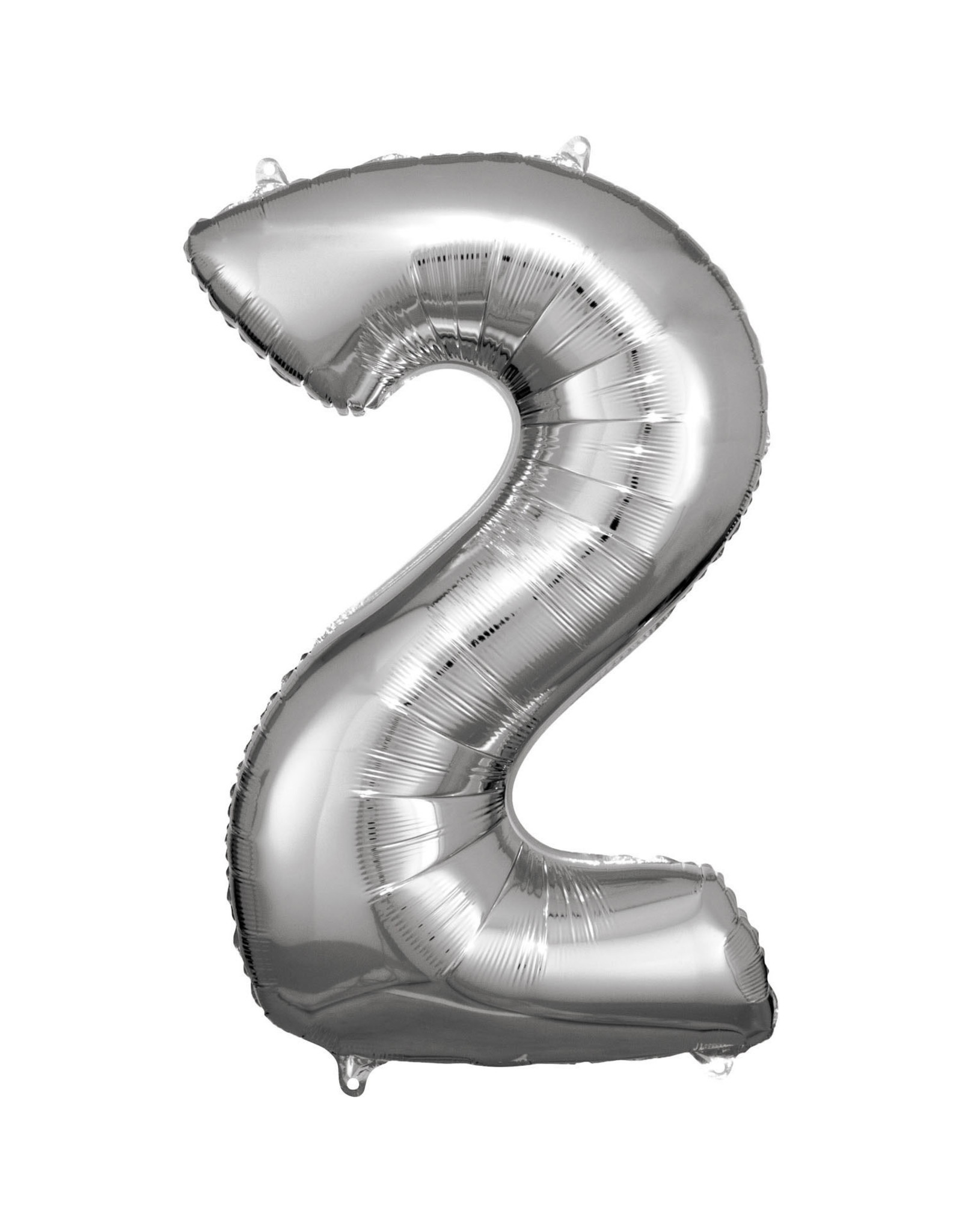 Folieballon zilver cijfer 2 86 cm