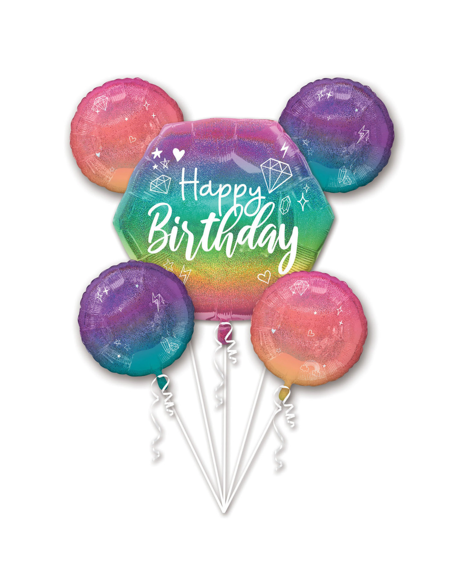 Folieballonpakket sparkling rainbow hb 5-delig