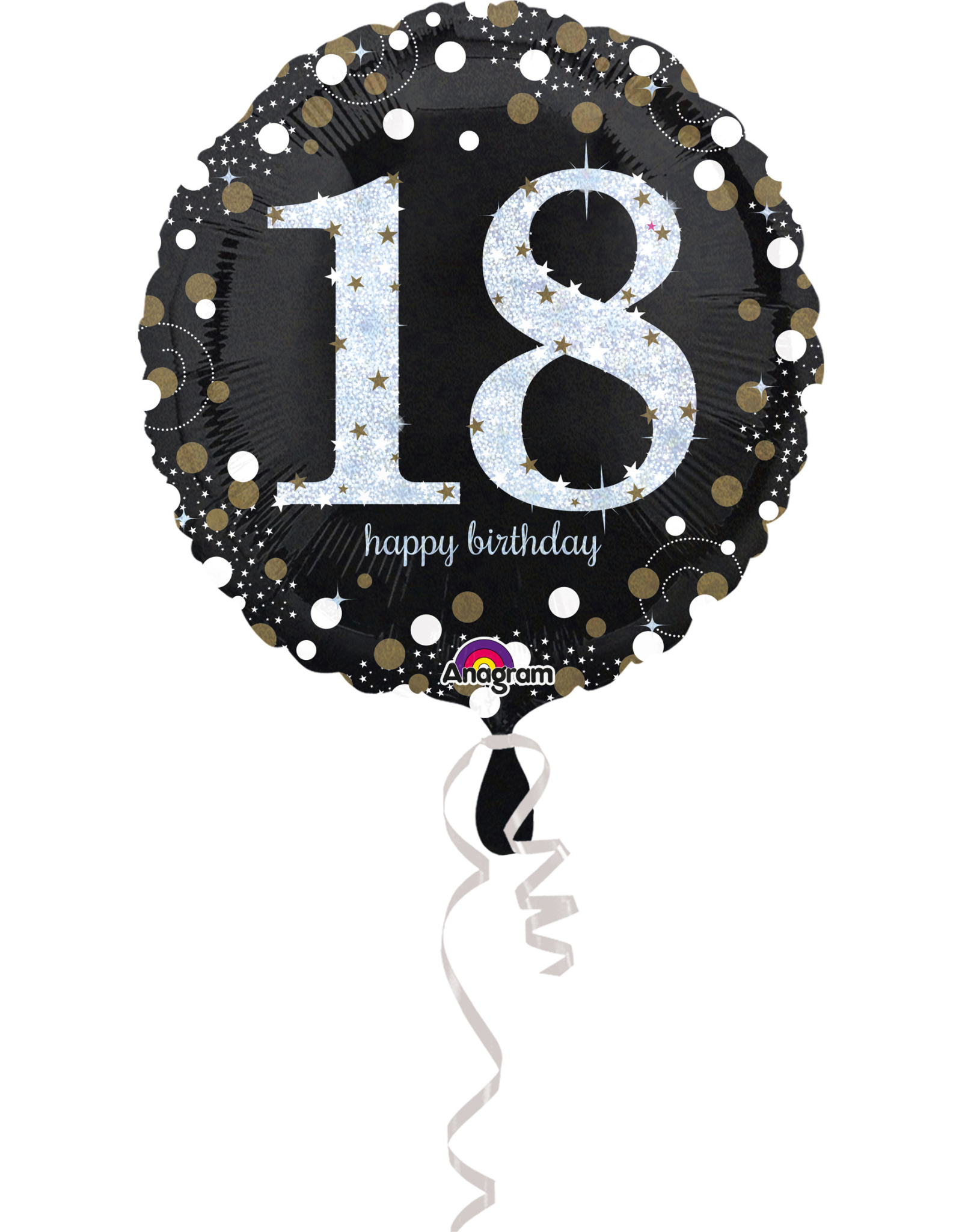 Amscan sparkling folieballon 18 jaar zilver 45 cm