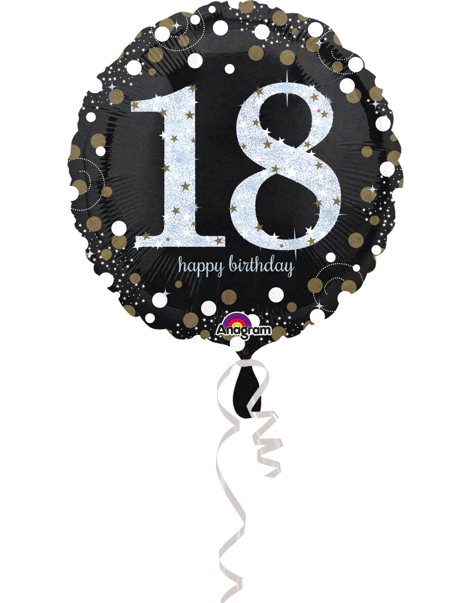 Folieballon sparkling 18 jaar zilver 45 cm