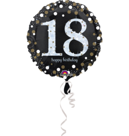 Folieballon sparkling 18 jaar zilver 45 cm