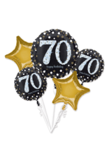 Sparkling folieballonpakket 70 jaar 5-delig Sparkling folieballonpakket 70 jaar 5-delig