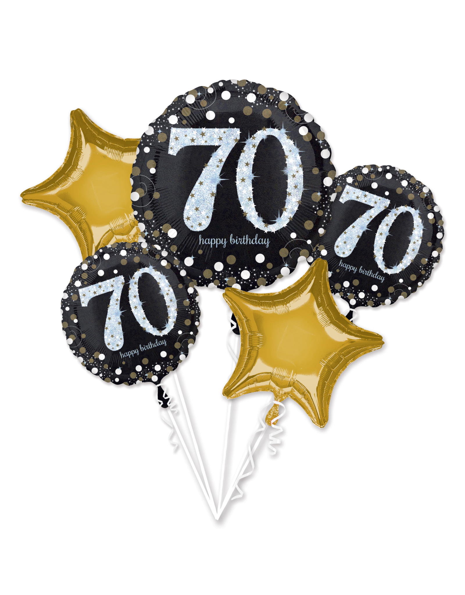 Sparkling folieballonpakket 70 jaar 5-delig