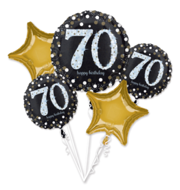 Sparkling folieballonpakket 70 jaar 5-delig Sparkling folieballonpakket 70 jaar 5-delig