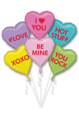 Folieballonpakket candy hearts 6-delig Folieballonpakket candy hearts 6-delig