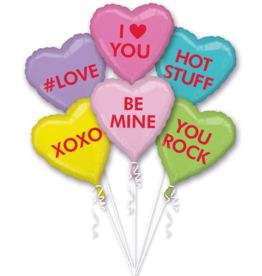 Folieballonpakket candy hearts 6-delig