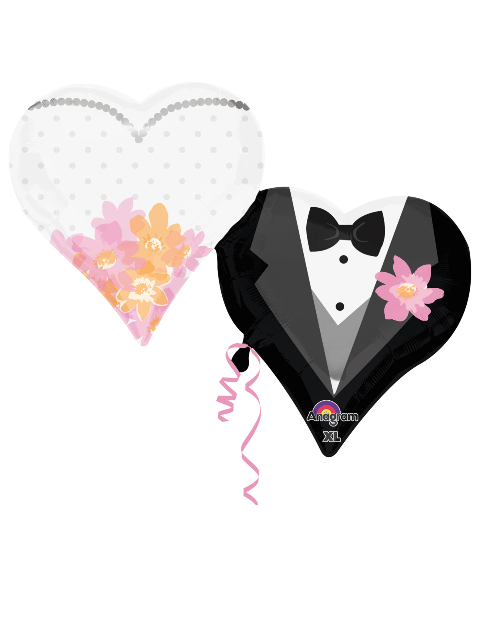 Folieballon wedding couple hearts 63 x 76 cm
