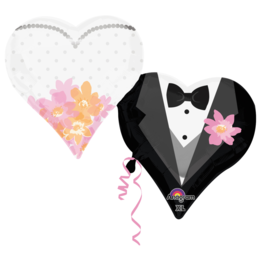 Folieballon wedding couple hearts 63 x 76 cm