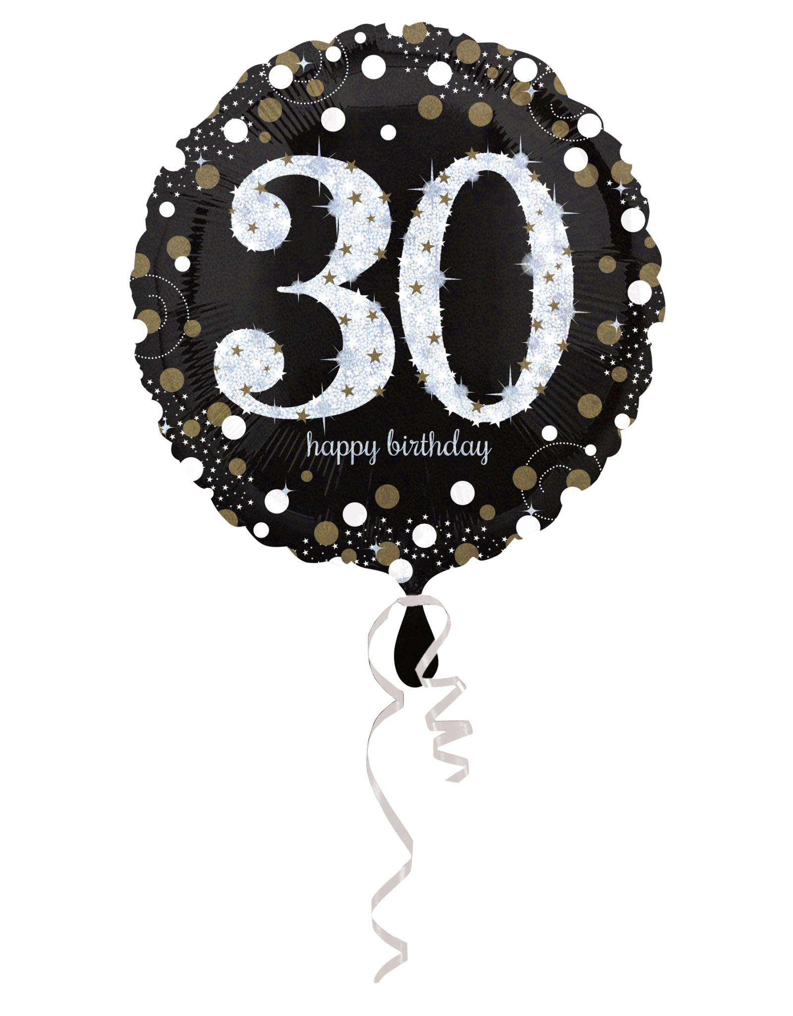 Folieballon sparkling 30 jaar zilver 45 cm