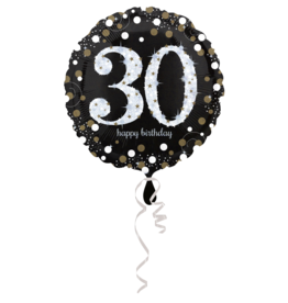 Folieballon sparkling 30 jaar zilver 45 cm