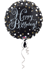 Folieballon sparkling happy birthday zwart zilver