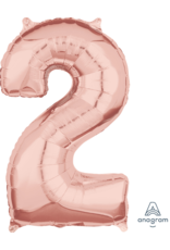 Folieballon rose goud cijfer 2 66 cm Folieballon rose goud cijfer 2 66 cm