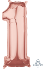 Folieballon rose goud cijfer 1 66 cm