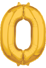 Folieballon goud cijfer 0 66 cm Folieballon goud cijfer 0 66 cm