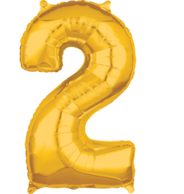 Folieballon goud cijfer 2 66 cm